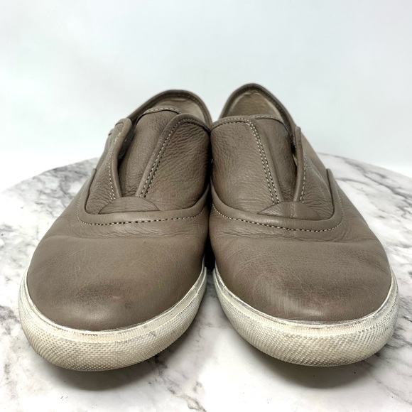 Frye Mindy Slip On Oxford Sneakers Gray Taupe Leather 8.5 Casual Academia Retro - Picture 4 of 12